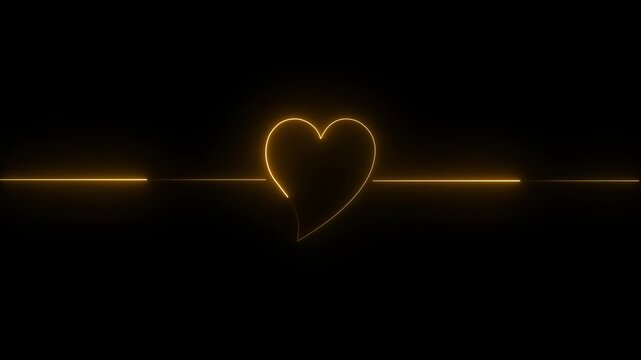Neon heartbeat ekg pulse line animation on black background, for medical and, romantic concepts.4k animation video