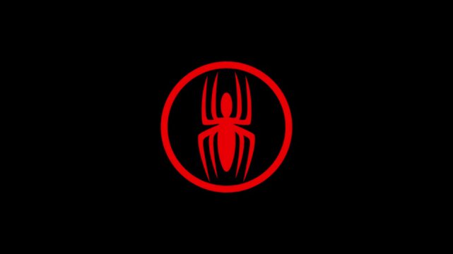 Red colour Glowing  spider/spider icon circle Animation on Black Background.4k animation