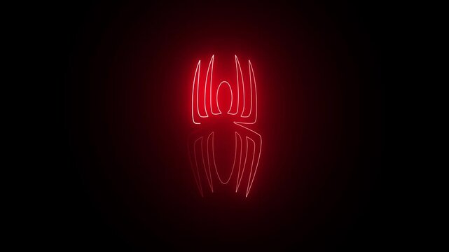 Red colour Neon Glowing  spider/spider icon neon Animation on Black Background