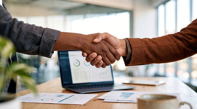 Handshake Detail Over Desk