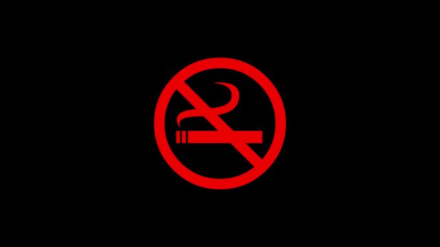 Abstract neon No smoking icon animation no black background 4k