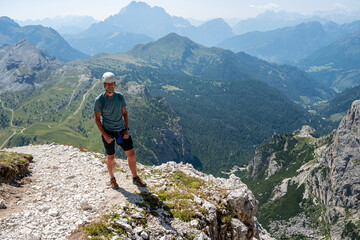 A man on the way to Monte Lagazuoi Piccolo. Alps, Dolomites, Italy. © Tomasz Warszewski