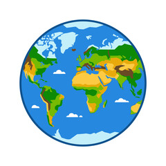 Naklejka premium Planet earth globe map showing continents and oceans in flat design