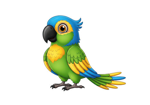 Cute cartoon parrot character isolated on transparent background