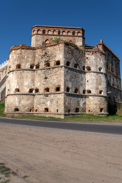 Massive multi tiered stone bastion and palace of Medzhybizh fortress