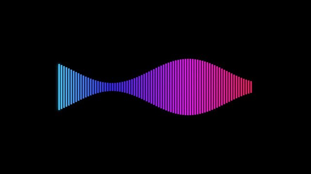 Seamless looping animation of a colorful voice frequency wave. Modern digital sound equalizer and UI audio track indicator.