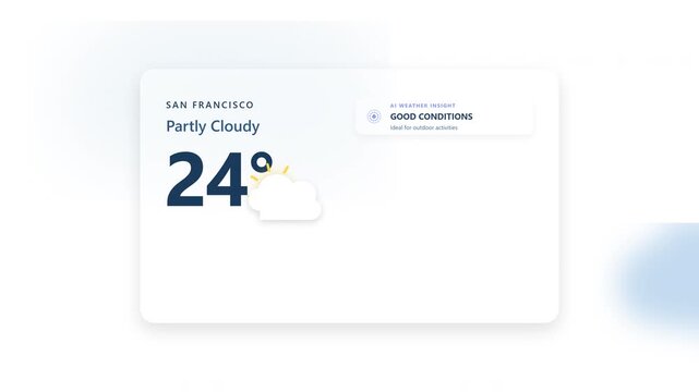 Clean user interface design of a weather forecast application widget showcasing temperature and conditions