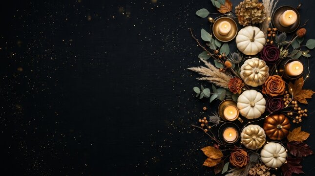 White and Gold Pumpkins Corner Border Frame