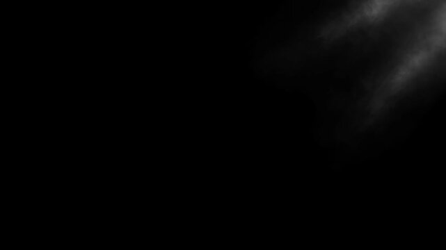 Detailed slow motion rising smoke isolated on black background. Cinematic fog overlay with soft swirling motion, ideal for VFX compositing, transitions and atmosphere.