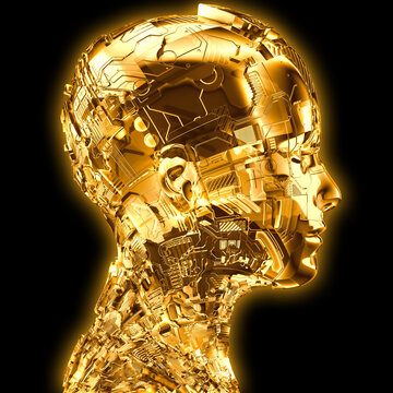 Gesicht im Profil goldfarben