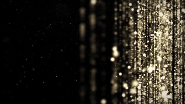 Golden Particles Backround perfect for presentation, slideshow, awards, night party, spectacular ceremony, stylish fashion show, promo, Christmas, New Year, anniversary celebration.