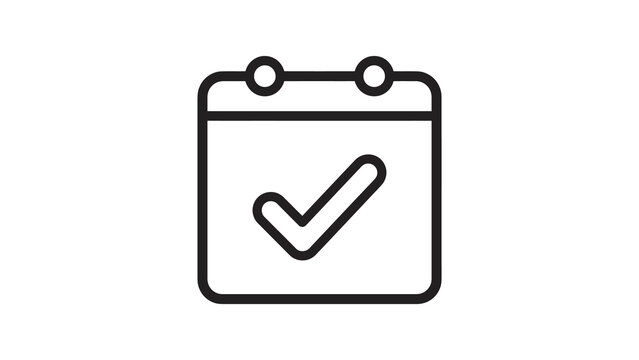 Calendar icon with checkmark for completed tasks and successful events.
