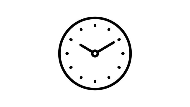 Clock icon with circular dial and thin hands for digital interface design.