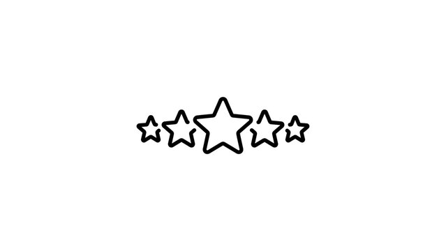 Five stars ranking symbol with bold outlines for customer feedback rating.