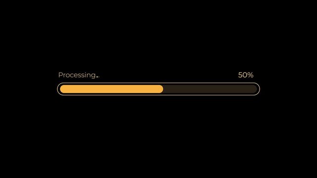 Modern data processing bar with percentage indicator concept on the transparent background. Representing data process, data transfer, software progress, loading status, and digital workflow. 4k video.