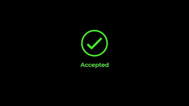 Accepted and verified text with circle loading and checkmark concept. Motion graphics of secure payment, file and document, verified idea. Animation of 4k video. 