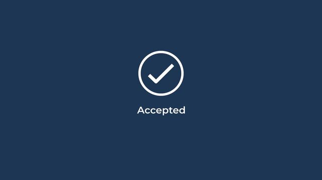 Accepted and verified text with circle loading and checkmark concept. Motion graphics of secure payment, file and document, verified idea. Animation of 4k video. 