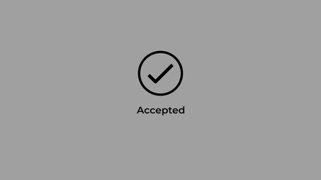 Accepted and verified text with circle loading and checkmark concept. Motion graphics of secure payment, file and document, verified idea. Animation of 4k video. 