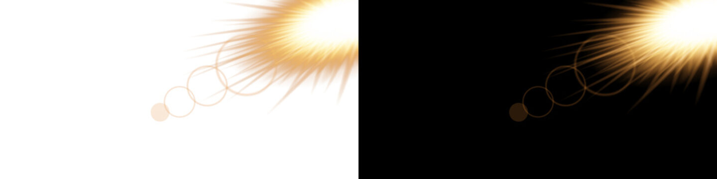 Golden Radiant Light Burst with Dynamic Streaks and Glowing Lens Flare