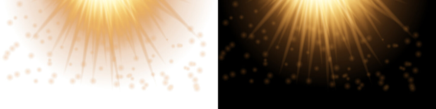 Golden Spotlight Glow with Radiant Rays and Floating Light Particles