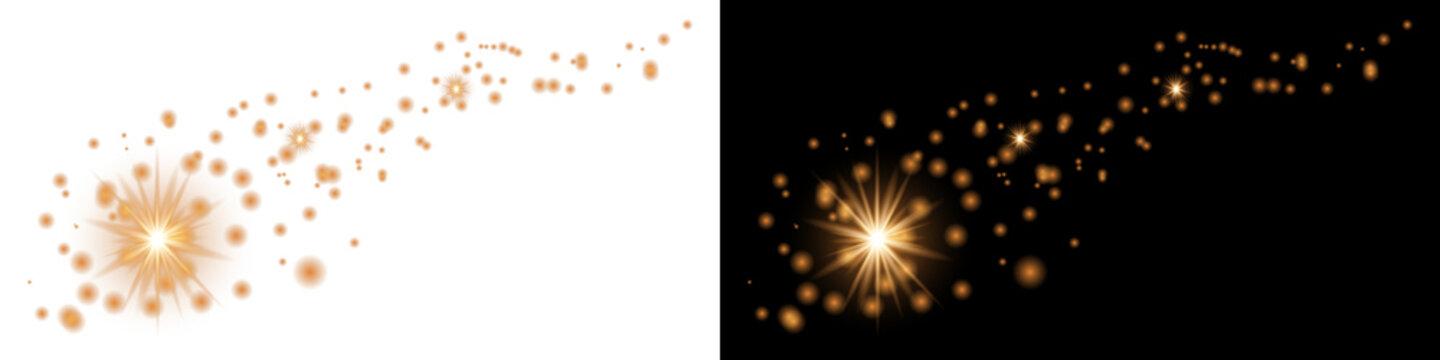 Golden Sparkle Burst with Glowing Particles and Radiant Star Light