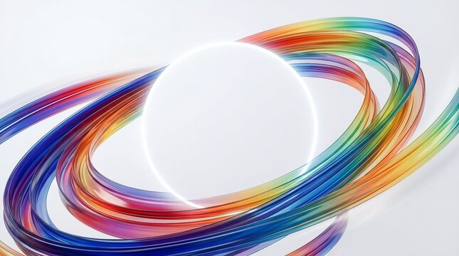 Abstract swirling rainbow colors circle light modern design background