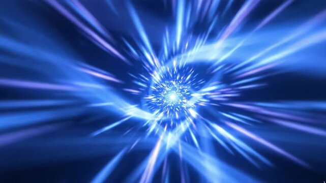 High speed blue light warp tunnel space travel animation background loop motion