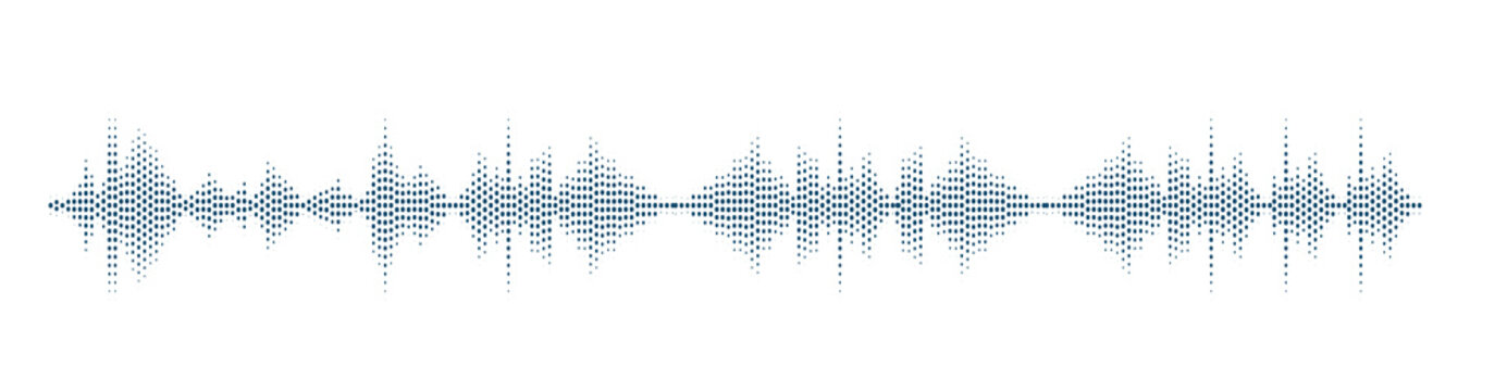 Podcast sound wave audio waveform vector illustration with frequency lines and music equalizer pattern. Soundwave icon for radio microphone voice recording, message signal and speech multimedia