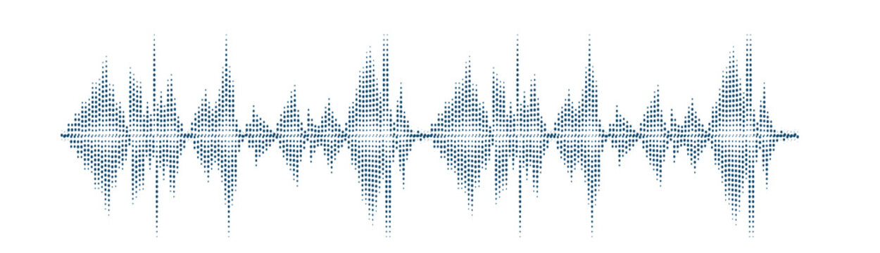 Podcast sound wave audio waveform vector illustration with frequency lines and music equalizer pattern. Soundwave icon for radio microphone voice recording, message signal and speech multimedia