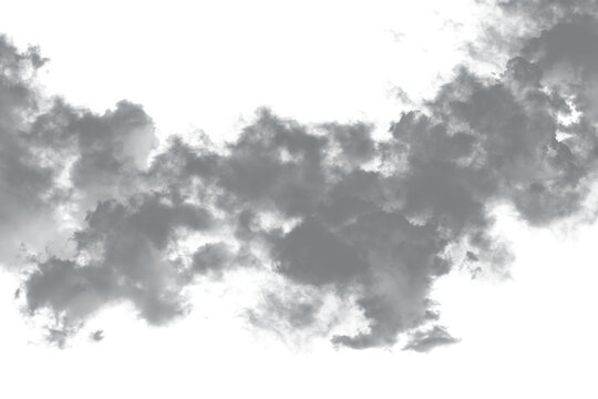 Isolated Gray Storm Cloud Formation on Transparent Background
