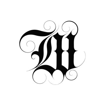 Elegant gothic blackletter lowercase D monogram calligraphy vector illustration isolated