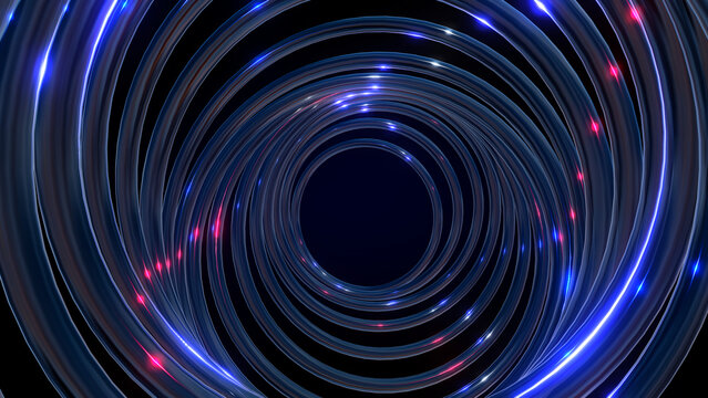 portal tunnel 3d render glossy crystal rings glowing neon particles background abstract futuristic vortex space dark wallpaper backdrop speed