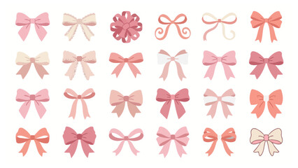 Obraz premium Various pastel bow illustrations on white background vector graphic design