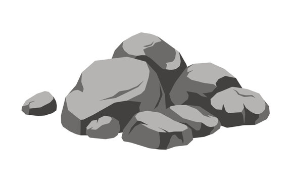Collection of rough natural stones isolated on transparent background