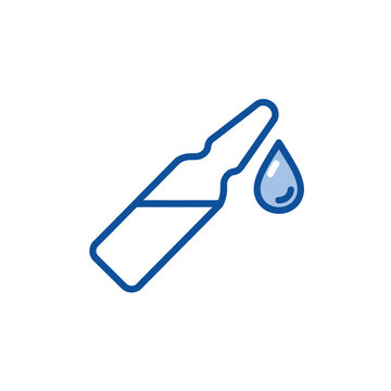 Eye drop bottle with single water droplet isolated design illustration
