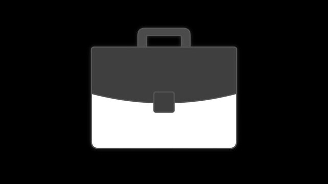 Animated Glowing Business Briefcase Icon on Black Background