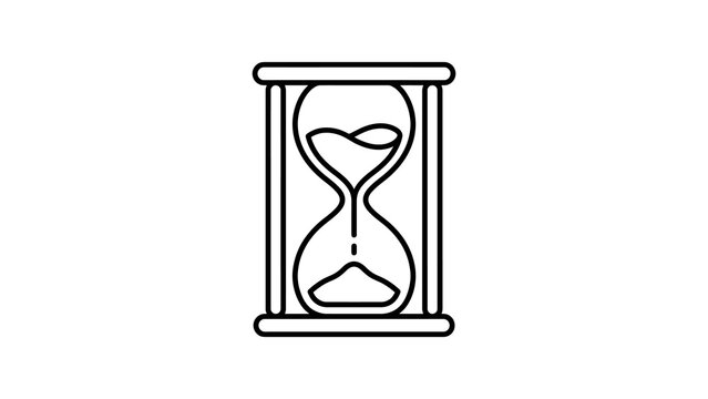 Black outline hourglass icon with sand flowing representing time passing or urgency.