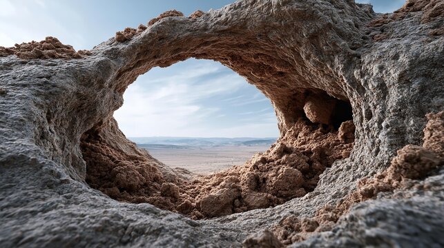 Rugged salt crust frames a vast desert landscape