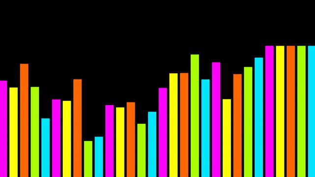 Colorful Audio Spectrum Equalizer Animation on Black Background
