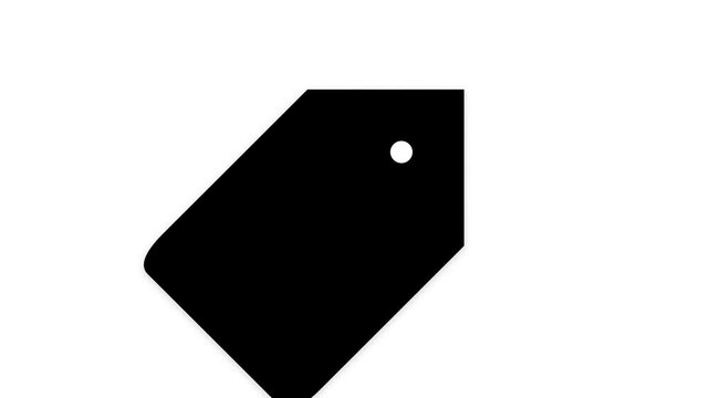 Minimalist black price tag motion graphics isolated on white background footage