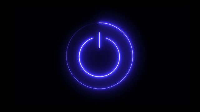 neon line glowing power button icon illustration. Motion graphics of power icon concept