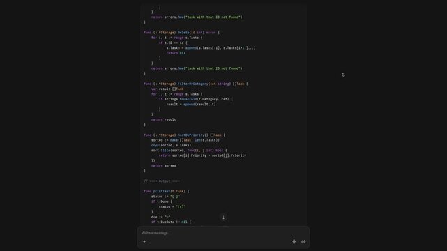 Light theme code editor display with automated JavaScript lines scrolling continuously. Artificial intelligence programming script streams across interface. White background with web code..
