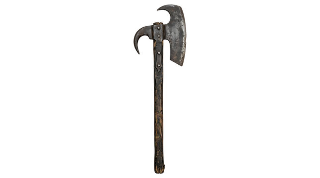 Antique Medieval Battle Axe Weapon Isolated on a Plain White Background for Historical Use