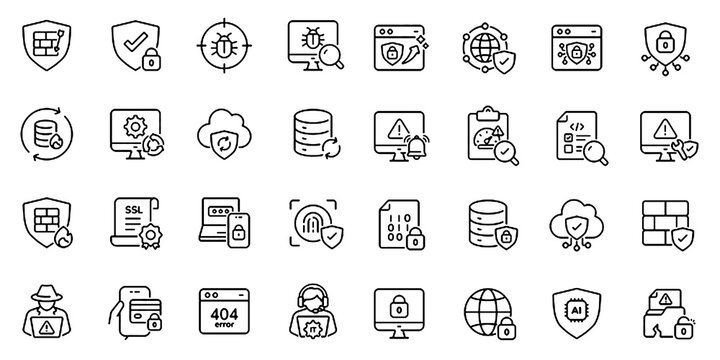 Cyber Resilience Icon Set for Incident Response, Disaster Recovery, Zero Trust and Network Security Editable Stroke Vector Illustration.