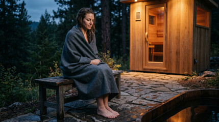 Fototapeta premium Sauna Glow Recovery: Post-Plunge Calm for Nervous System Wellness