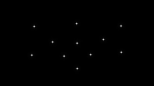 Blinking doodle cartoon retro stars sparkle animation, glowing twinkling night vector shine, seamless starry background 4K loop video with alpha channel light. 4k Animation video