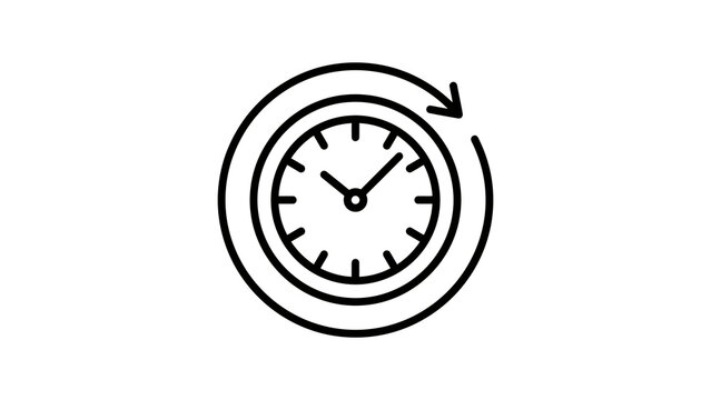 Clock with circular arrow showing time duration and history.