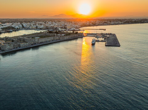 Aerial View of Kos Harbor and Castle of the Knights