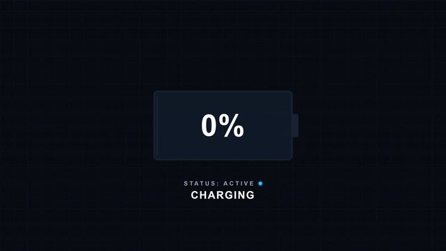 Full battery charge indicator, 100 percent energy level, digital display