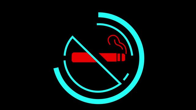 Pink red No smoking alert icon. motion graphic 4k video.